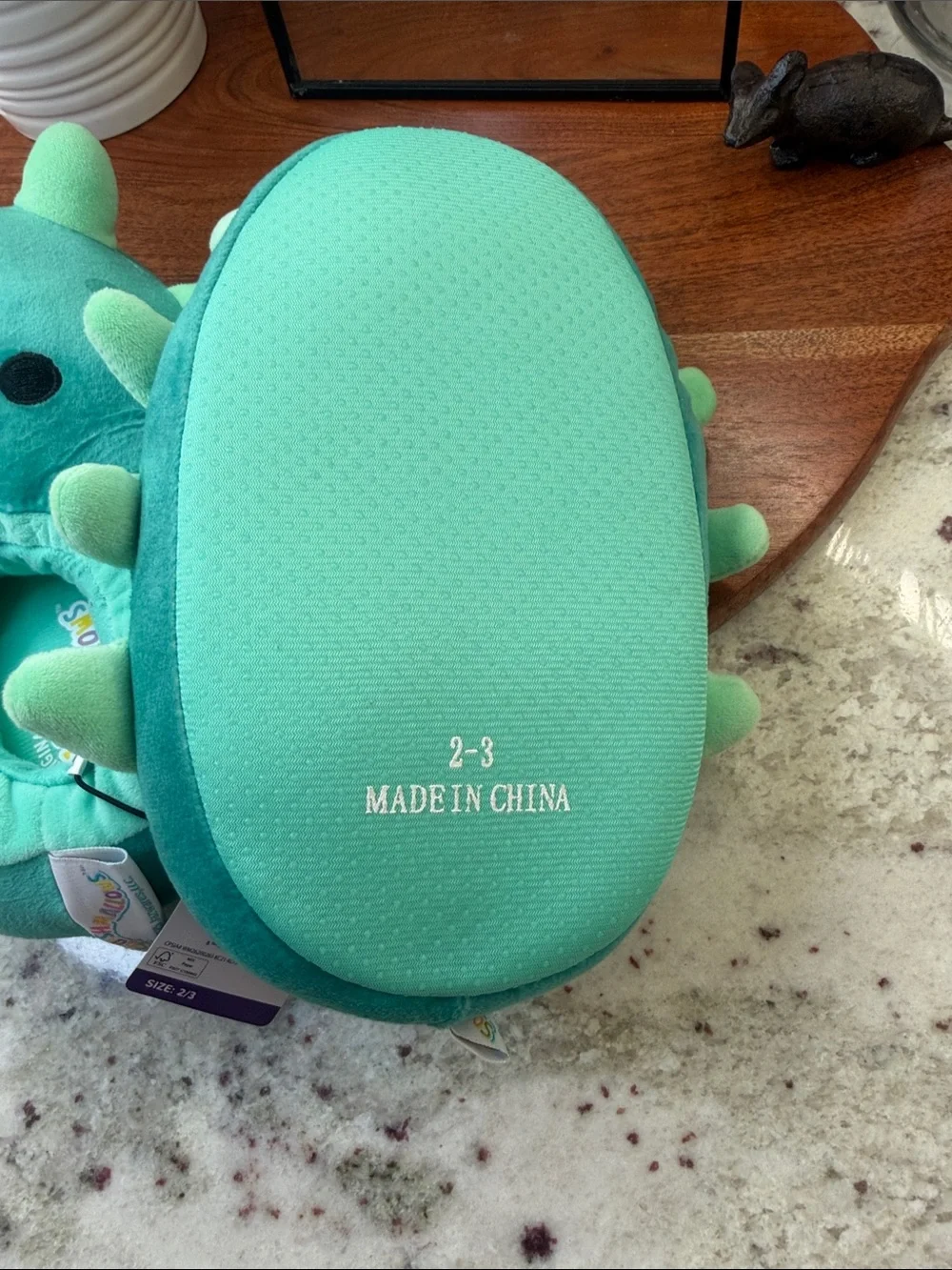 Squishmallows Teal and Mint Plush Sea Monster Kids Slippers